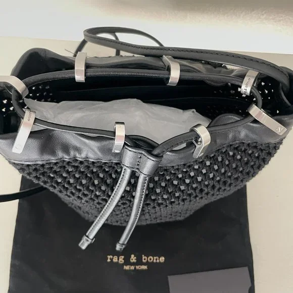 Rag & Bone Crochet Leather Trim Bucket Bag - Picture 4 of 7